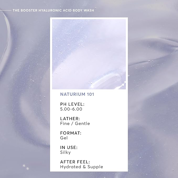 Naturium The Booster Hyaluronic Acid Body Wash, Hydrating & Moisturizing plus Minimizes Dryness, with Glycerin & Vitamin B5, 16.9 oz