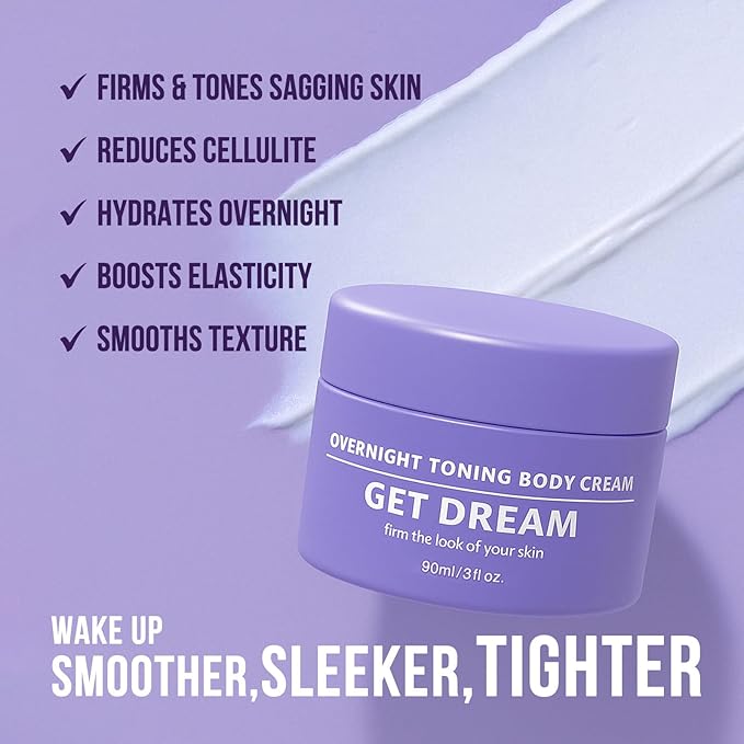 Get Dream Overnight Toning Whip: Body Firming Cream Cellulite Remover for Legs and Body – Skin Tightening Cream for Body (3 Ounce (Pack of 1), Floral Sweet)
