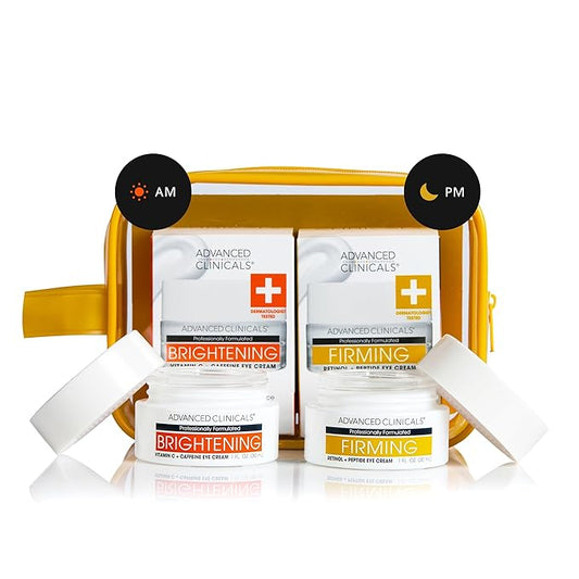 Advanced Clinicals Retinol Eye Cream + Vitamin C Under Eye Cream 2pc Skin Care Set | Visible Anti Aging Under Eyes Face Moisturizer Helps Improve Appearance Of Dark Circles, Puffy Eyes, & Puffiness