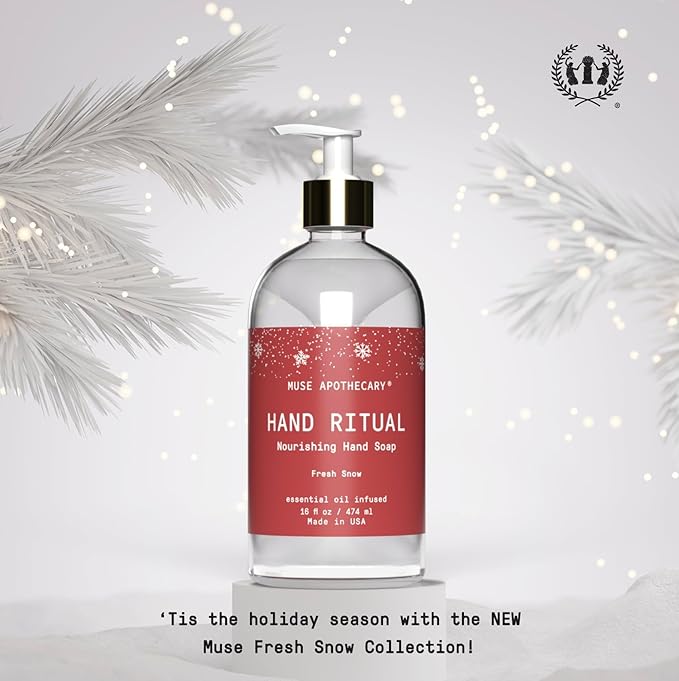 Muse Apothecary Hand Ritual - Aromatic and Nourishing Hand Soap, Infused with Natural Aromatherapy Essential Oils - 16 oz, Fresh Snow, Pack of 2