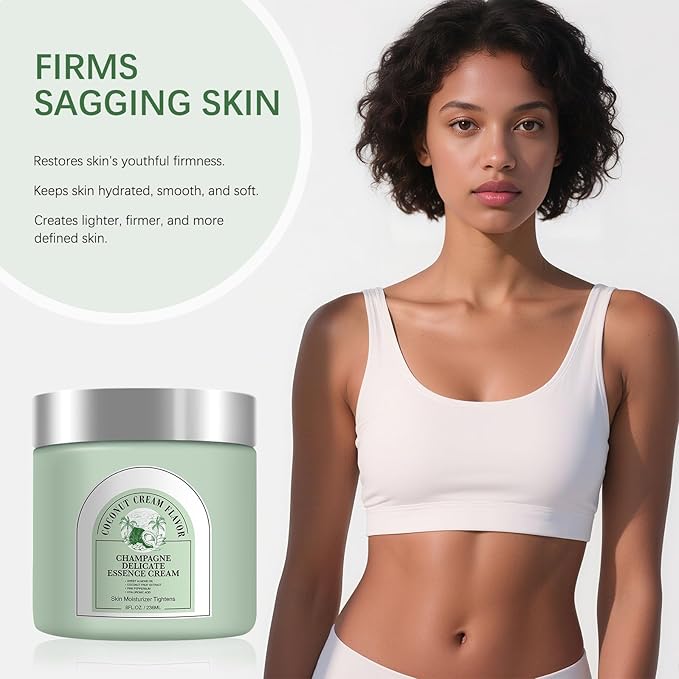 Champagne Lift Body Creme, Anti-Aging Skin Tightening with Lifting Formula, Deep Hydrates Dry Skin Arms & Legs. (Coconut Cream Flavour)