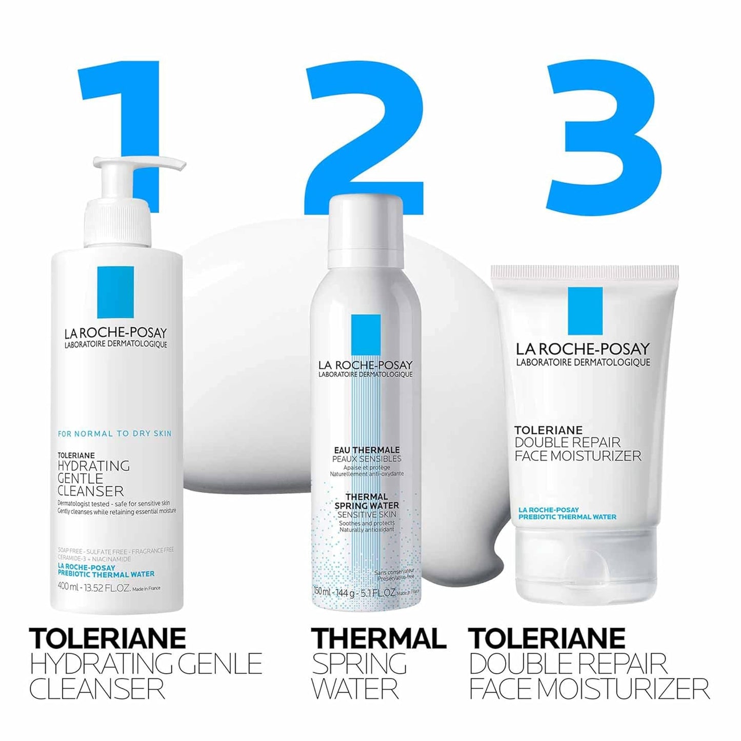 La Roche-Posay Toleriane Hydrating Gentle Face Cleanser – Daily Cream Cleanser with Niacinamide & Ceramides for Dry to Normal, Sensitive Skin