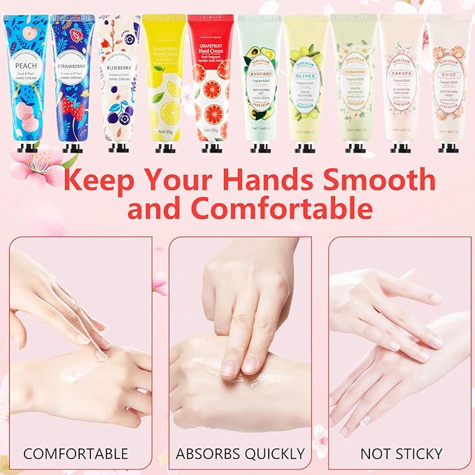 10 Pack Mini Hand Lotion,Hand Lotion Travel Size,Hand Cream Gift Set for Women,Bulk Hand Lotion for Dry Cracked Hands for Teacher Appreciation Gifts,Mothers Day Gifts,Nurse Week Gifts