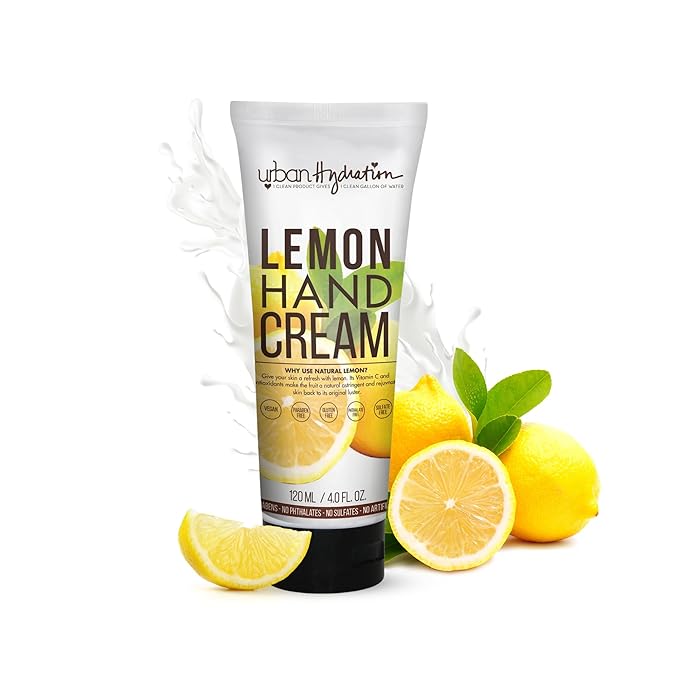 Urban Hydration Lemon Hand Cream, 4oz – Moisturizing Hand Cream with Coconut Oil and Lemon Extract, for Dry and Rough Skin, Sulfate, Paraben, Dye, and Silicone-Free
