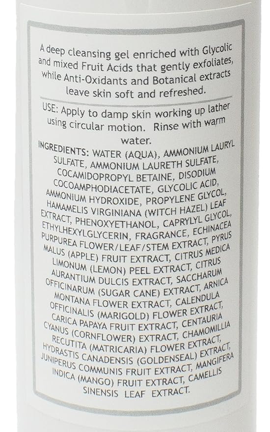 2.45% Glycolic Acid Foaming Exfoliating Cleanser Face Wash, Gluten & Paraben Free, 8 Fluid Ounces, No Animal Testing & Cruelty Free