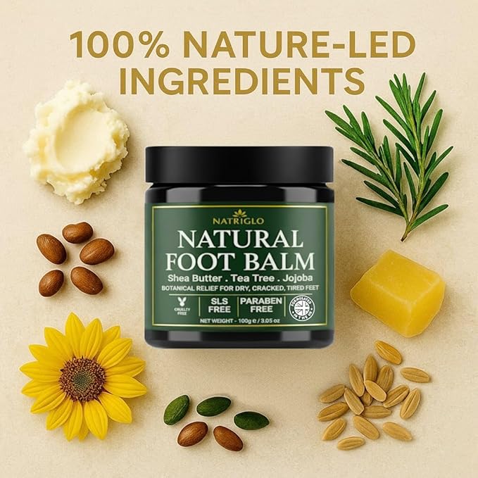 Organic Tea Tree Foot Cream for Dry Cracked Feet, Heels, Toes & Calluses - Athlete’s Foot, Odor, Itchy & Rough Skin- Heel Balm & Moisturizer for Soft, Smooth Feet & Lasting Comfort