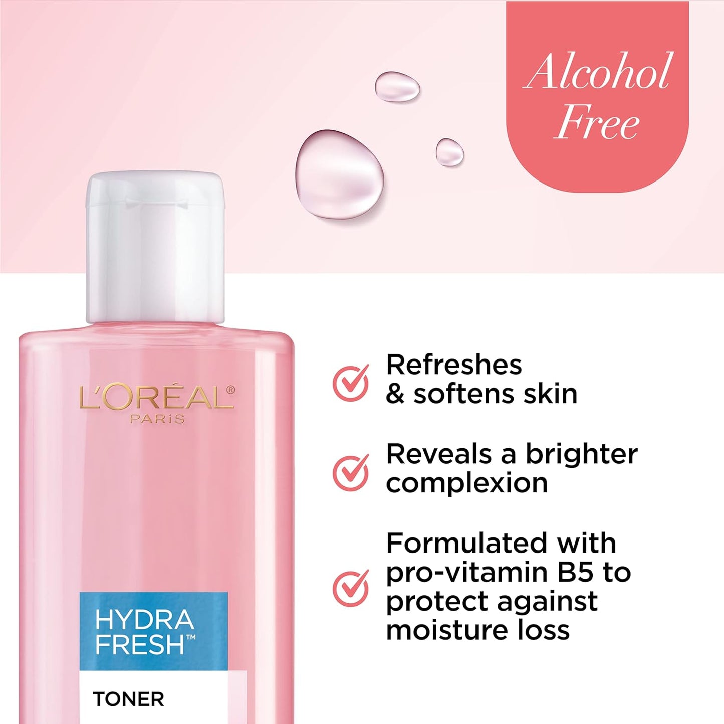 💦 L'Oreal Paris Hydrafresh Face Toner – Pro-Vitamin B5 for Smooth & Bright Skin (2 Count)