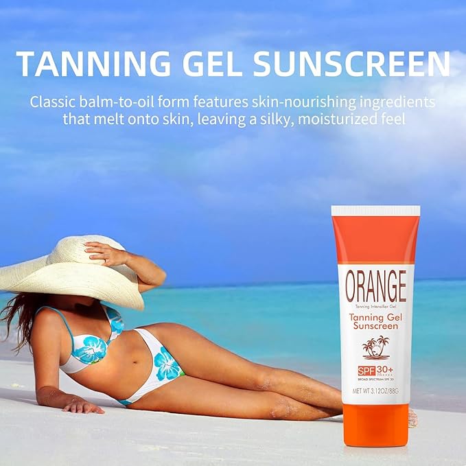 Sun Tanning Gel with SPF 30 Sunscreen, 2PCS Hydrating & Moisturizing Formula Sunscreen, Travel Size Fast-Absorbing Tan Accelerator Sunscreens, Gentle Sun Protection for All Skin Types