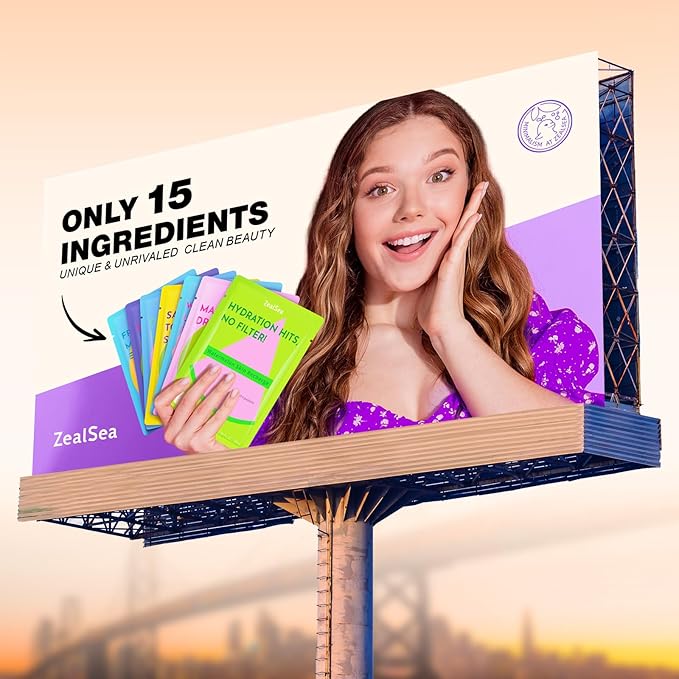 ZealSea Clean Beauty Face Masks Skincare, Minimalism 15 Ingredients Sheet Mask, Dopamine Color Design Facial Mask, Sleepover & Slumber Spa Party Supplies, Women Teen Girl Gifts Trendy Stuff, 7 Pack