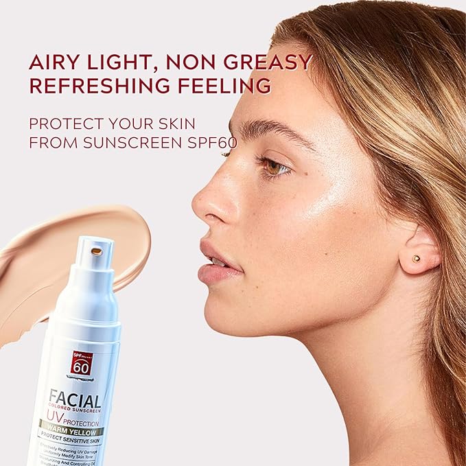 Daily SPF 60 Tinted Face Sunscreen Moisturizer, Tinted Moisturizer for Face with SPF - Mineral Sunscreen Oil- Free with Zinc Oxide Lightweight and Soft for Combination Dry Sensitive Skin