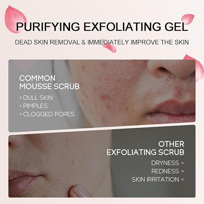 Purifying Exfoliating Gel - Gentle Exfoliate Deep Cleansing, Gentle Exfoliating Gel for Face Moisturizing, Facial Scrub for All Skin Types, Cleans Dirt & Oils Skin Care