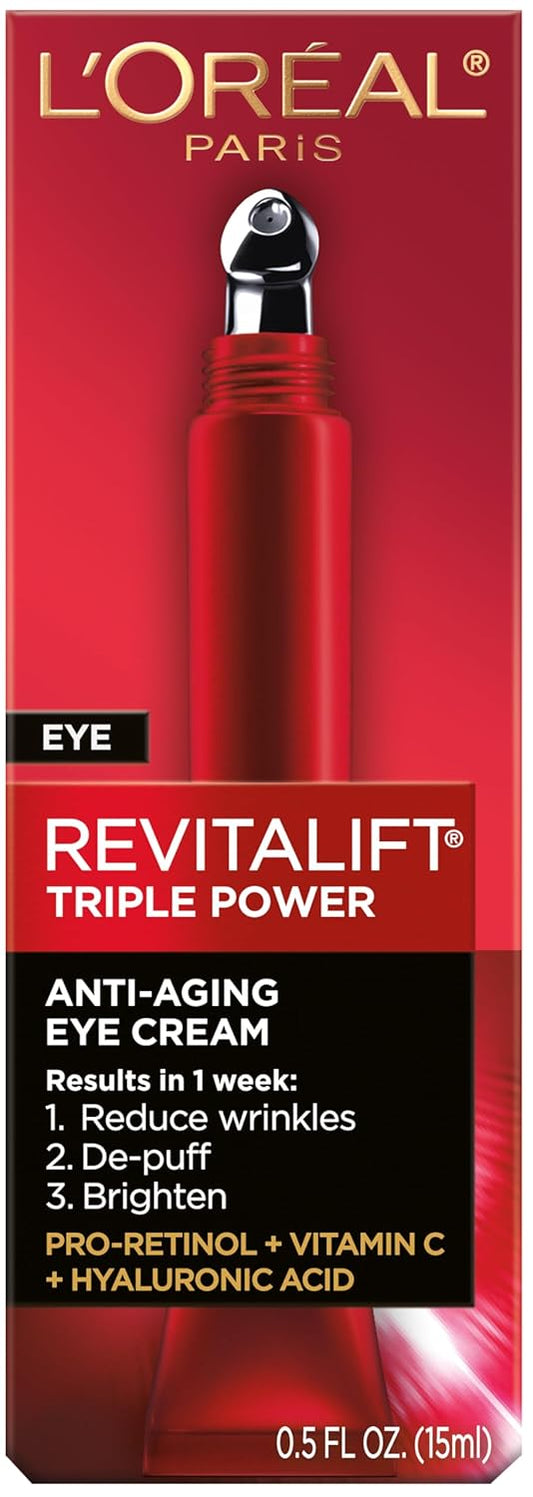 L'Oreal Paris Revitalift Triple Power Eye Cream – Pro Retinol, Hyaluronic Acid & Vitamin C