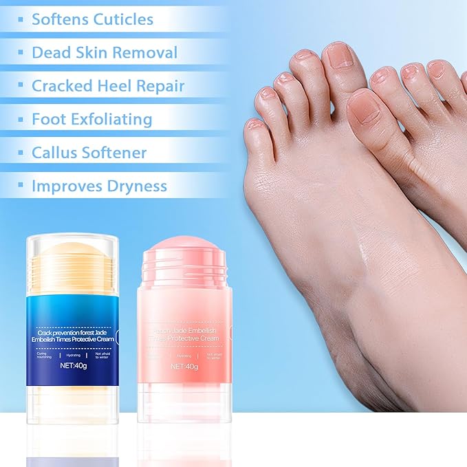 Anti Crack Foot Cream Stick, Crack Feet Prevention Stick, Foot Care Cream Roll On, Dead Skin Removal Moisturizer, Callus Remover For Dry Feet (Blue*2)