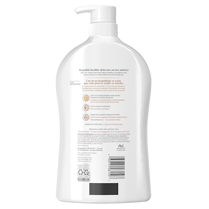 Olay Body Wash for Women, Ultra Moisture, 24hr Moisturizing, Hydrating & Refreshing, B3 Vitamin Complex, Free of Parabens & Phthalates, For All Skin Types, Cocoa Butter Scent, 33 fl oz