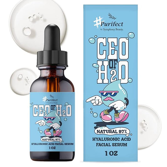 Hyaluronic Acid 100 Facial Skin Care Serum with Vitamin E - Plumping Hydrating Soothing Relieves Redness - Pairs Well with Vitamin C Serum & Moisturizer Made In USA 30ml/1fl oz (# CEO 0f H20)