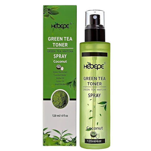 Green Tea Matcha Facial Toner Mist with Coconut Water, Refreshing, and Soothing Face Toner, with Jojoba Oil, Castor Oil, Snail Filtrate,120ml