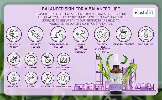 Elastalift Collagen Facial Serum Lifting, Plumping, Firming Collagen Serum For Face Improves Elasticity, Evens Skin Tone, Plumps, & Lifts Sagging Skin, Non-Greasy Wrinkle Serum, 1.75 Fl Oz, 2-Pack