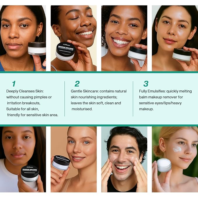 Cleansing Balm Makeup Remover - Deep Clear Korean Makeup Melting Cleansing Balm with Natural Oil for Waterproof Eye Face Lip Heavy Make up, Gentle Moisturized Cleanser for Sensitive Skin, Vegan, 2Pcs