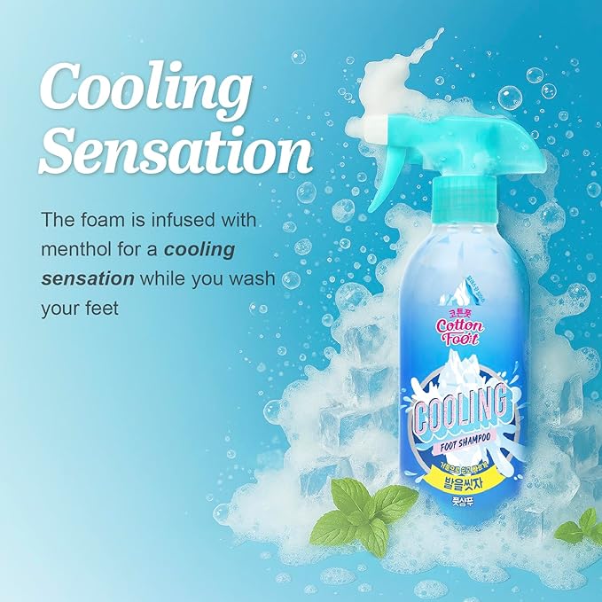 Cotton Foot - Foot Shampoo (Menthol Cooling, 13fl oz) - Refreshing Cleanse Spray, Deodorizing Foot Care Wash. Foaming Wash, Easy to Use