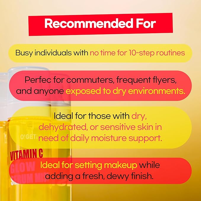 Vitamin C Glow Serum Mist, Hydrating & Brightening Facial Mist with Jeju Green Tangerine, Niacinamide, Hypoallergenic, 2.7 fl.oz