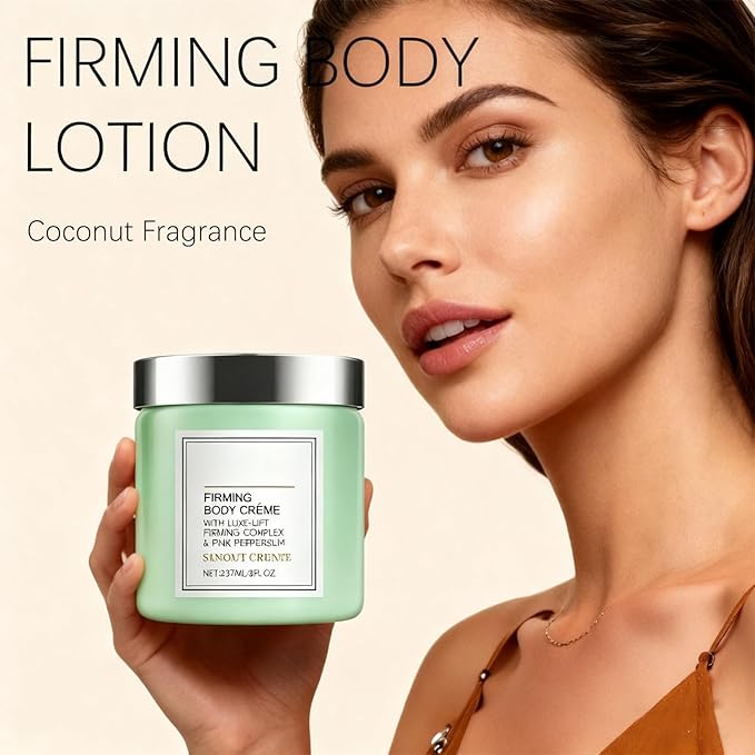 Champagne Firming Body Cream - Anti-Aging Lifting Cream to Tighten Skin & Hydrate, Fights Crepey Skin on Arms, Legs, Body with Luxe-Lift Complex, Sweet Almond Coconut Scented Body Cream (01)