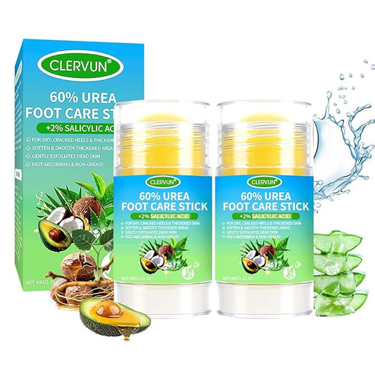 60% Urea Cream Stick with 2% Salicylic Acid, Anti-Cracking Foot & Hand Cream Moisturizer for Dry Cracked Heel Feet, Knee, Elbow, Foot Balm Stick for Callus Remover & Dead Skin Softener (2)