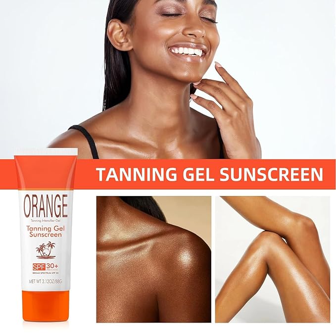 Sun Tanning Gel with SPF 30 Sunscreen, 2PCS Hydrating & Moisturizing Formula Sunscreen, Travel Size Fast-Absorbing Tan Accelerator Sunscreens, Gentle Sun Protection for All Skin Types