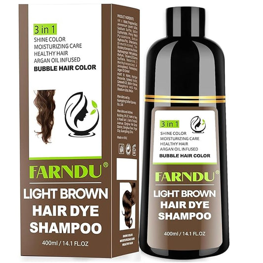 Light Brown Hair Dye Shampoo for Women Men, Gray Hair Coverage Seimi Permanent Instant 3 in 1 Hair Color Shampoo Champu Para Canas Muier