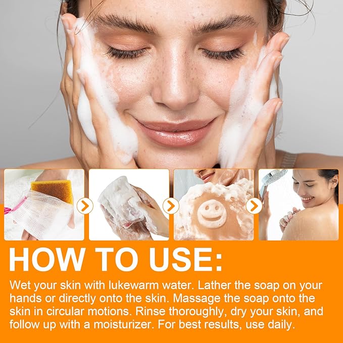 Lemon Turmeric Kojic Acid Soap - Organic Turmeric Dark Spot Remover Soap Bar for Face and Body - Kojic Acid Skin Care for All Skin Types, Deep Cleansing