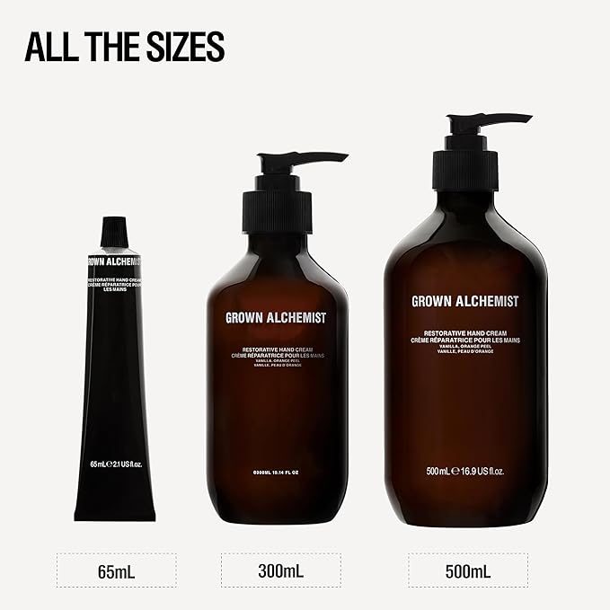 Grown Alchemist Restorative Hand Cream. Vanilla and Orange Peel. Non-Greasy Moisturizer to Soothe & Soften Hands, 10.1 Ounce (300 mL)