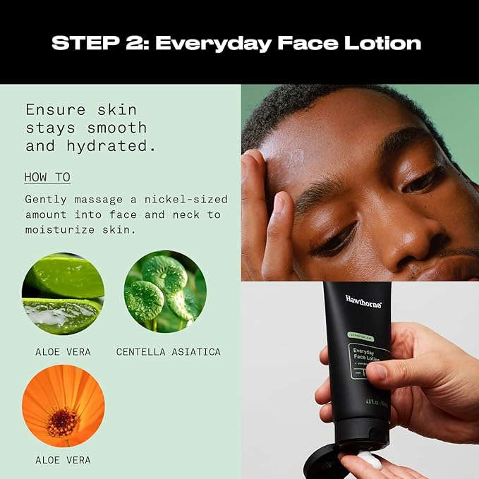 Hawthorne Everyday Men’s Skin Care Kit. Men’s Facial Care Kit with Face Wash Cleanser and Face Moisturizer Daily Face Routine For Men. Natural, Non-Toxic, Paraben Free, Phthalate Free. 4 Fl. Oz. Each.
