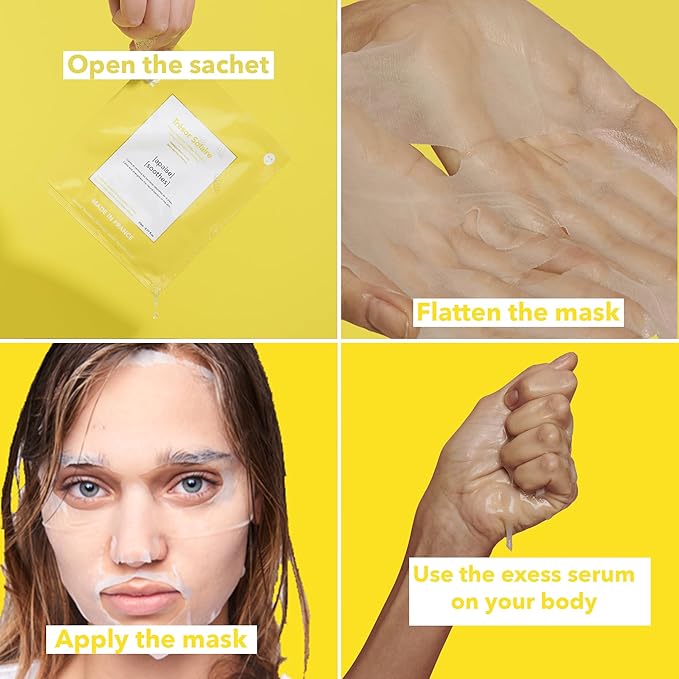 Trésor Solaire - Soothing Facial Sheet Mask - Soothing & Strengthening - With Vitamin E & Arnica - Multi-Active Serum Formula - Brightening, Firming & Revitalizing - 1 Pack