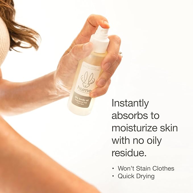HUME SUPERNATURAL Dry Body Oil Spray - Moisturizing Oil for Dry Skin, After Shower Hydrating Body Oils for Women and Men, Nourishing, Glow, Fragrance Free, 2-Pack