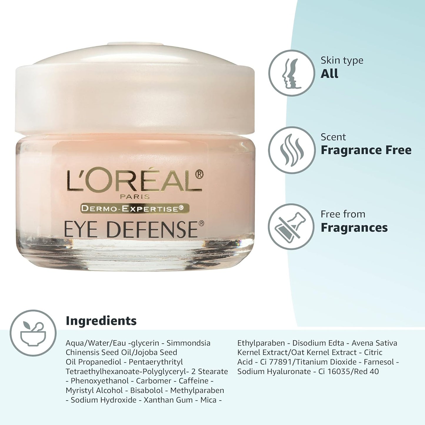 L'Oreal Paris Eye Defense Cream with Caffeine & Hyaluronic Acid
