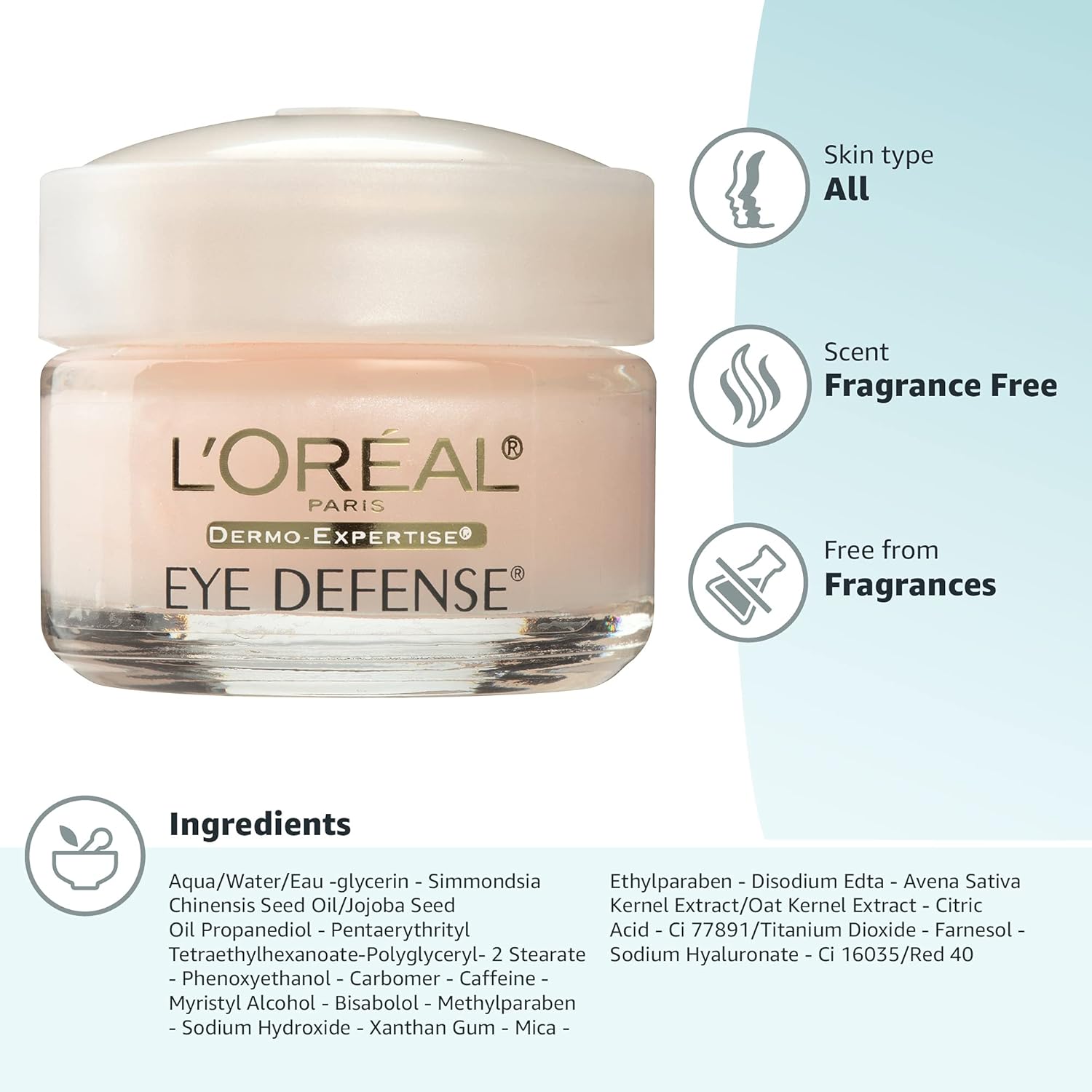 L'Oreal Paris Eye Defense Cream with Caffeine & Hyaluronic Acid