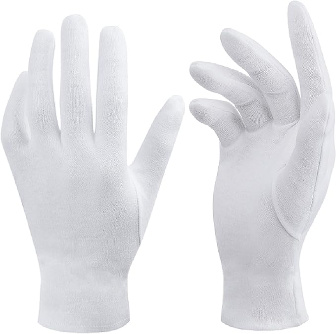 100% White Cotton Gloves for Dry Hands, 6 Pairs Moisturizing & Eczema Overnight, Work Gloves Liners, Ideal for Sleep & Spa Treatment, Coin Jewelry Silver Inspection, Medium, One Size