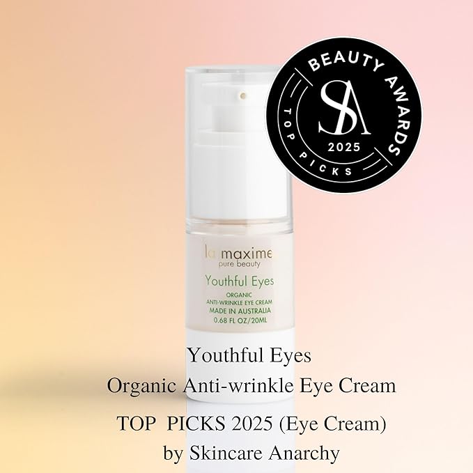 Youthful Eyes Organic Anti-Wrinkle Eye Cream, Targets Puffiness, Dark Circles, Eye bags and Fine Lines, Hydrating with Cucumber & Bilberry + 20 plant actives - Multi Award-winning formula