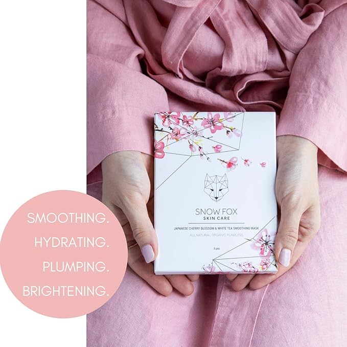 Snow Fox Japanese Cherry Blossom & White Tea Smoothing Mask – 1 Pack for Smooth, Bright, Glossy Skin 'Glass Skin' Effect