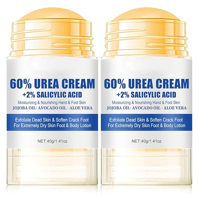 60% Urea Cream + 2% Saliculic Acid, 60 Percent for Feet Maximum Strength Cream, Moisturizing & Nourishing Hand & Foot Skin, for Extremely Dry Skin Foot & Body Lotion (2PCS)