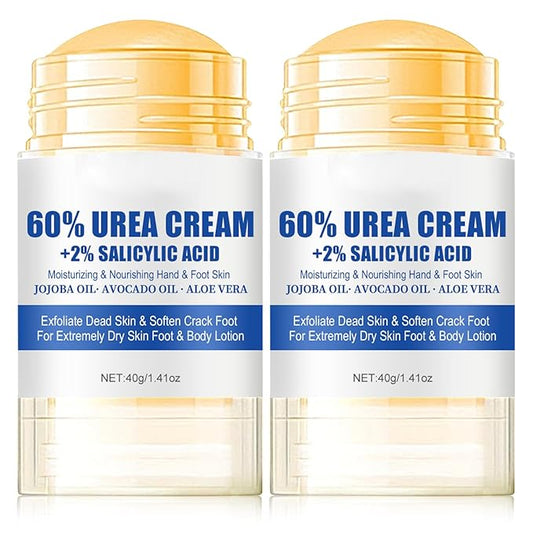 60% Urea Cream + 2% Saliculic Acid, 60 Percent for Feet Maximum Strength Cream, Moisturizing & Nourishing Hand & Foot Skin, for Extremely Dry Skin Foot & Body Lotion (2PCS)