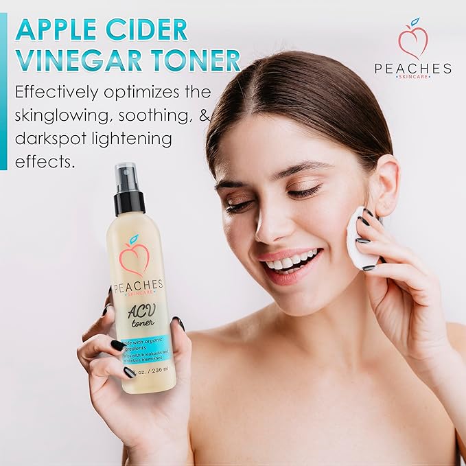 Vegan Facial Toner with Citrus Extracts – Gently Exfoliates and Targets Acne and Blemishes – Apple Cider Vinegar Face Toner (8 oz)