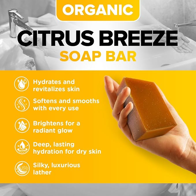 iHeart Citrus Lemon Soap Bar (2 Packs) with Lemon, Orange, and Shea Butter for a Rich Creamy Lather - Face & Body Wash - Envelops your Skin in a Burst of Refreshing Aroma