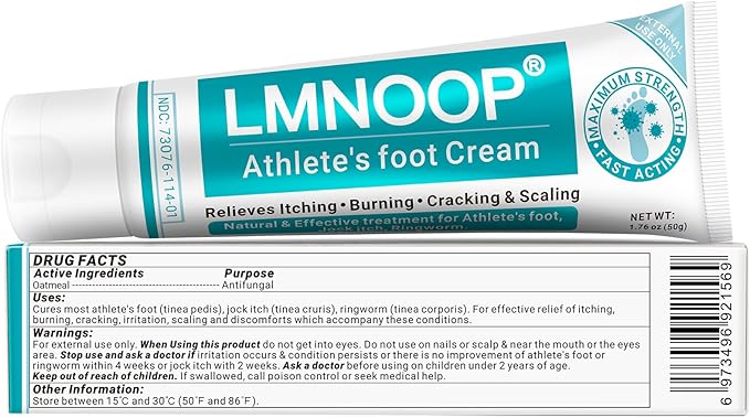 Athletes Foot Treatment Cream, Maximum Strength for Athlete's Foot (Tinea Pedis), Itching, Blister, Burning, Cracking, Scaling, Beriberi,Natural Herbs Antifungal Foot Cream (2-Pack)