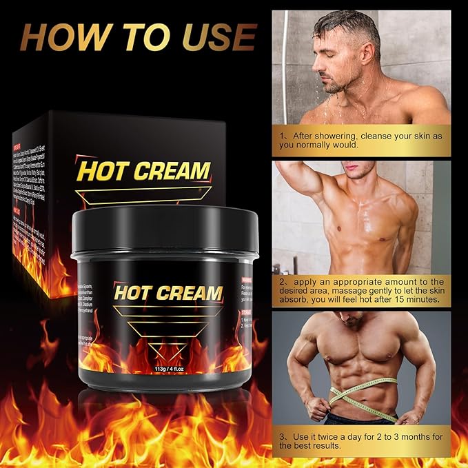Hot Sweat Cream – Natural Workout Enhancer for Muscle Warm-Up & Skin Tightening – Supports Sweat & Circulation – for Women & Men – Belly, Thighs, Arms, 4fl.oz
