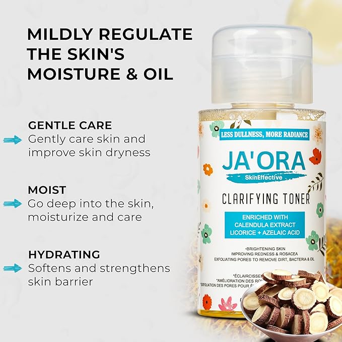 Clarifying Face Toner – Calendula Extract, Azelaic Acid & Ivy Leaf for Balanced, Hydrated & Revitalized Skin | Alcohol-Free, Unscented Toner for All Skin Types (200ML / 6.76 FL.OZ)