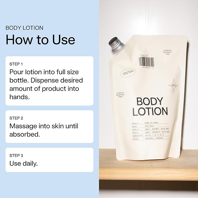 DedCool Body Lotion Refill | Taunt | Lightweight, Deeply Hydrating Formula with Ceramides, Snow Mushroom & Meadowfoam Oil | Bergamot, Dew, Cassis, Vanilla & Amber | Non-Toxic Vegan Skincare | 16 fl oz