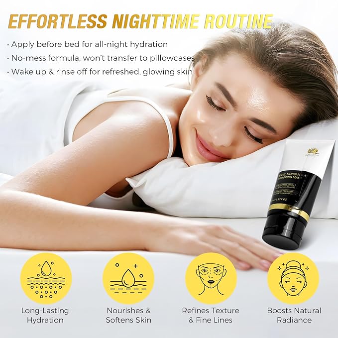 9000PPM Snail Mucin Collagen Overnight Wrapping Peel Off Mask for Intensive Hydrating, Skin Barrier Repairing, Reducing Sagging/Wrinkles/Fine Lines, 2.53 Oz/75 ML