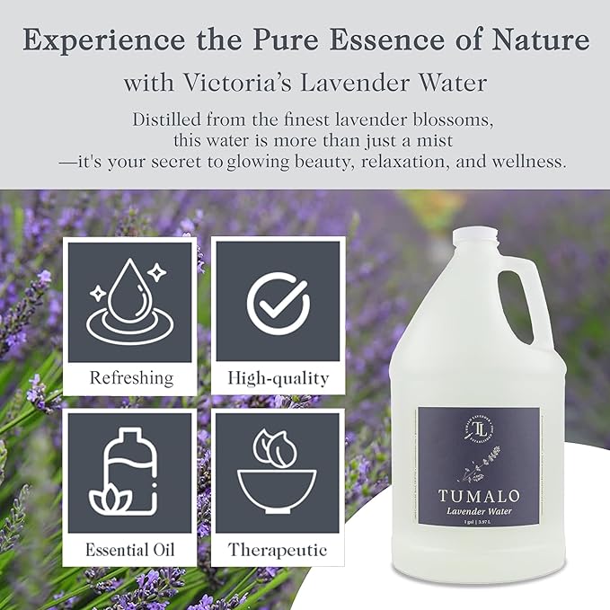 Hydrosol - Pure Organic Lavender Floral Water Hydrosol, Facial Toner, Aromatherapy, Skincare Set, Body Mist, Room & Linen Spray - Made in USA - 1 Gallon