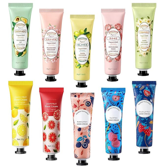 10 Pack Hand Cream Gifts Set for Women - Travel Size Hand Lotion for Dry Cracked Hands Instant Relief Moisturizing Hand Plant Fragrance Hydration Lasting Appreciation Christmas Gifts 1.06Oz Each