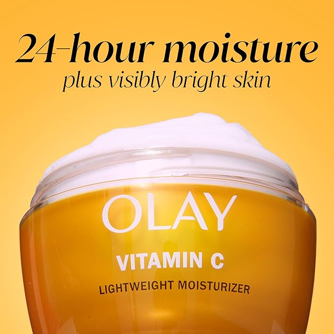 Olay Vitamin C Face Moisturizer, Brightening Cream for Women, Trial Size, Evens Tone, Dark Spot & Hyperpigmentation Reduction, Glowing Skin Care - Niaciniamide, Lactic Acid, 0.5 Oz